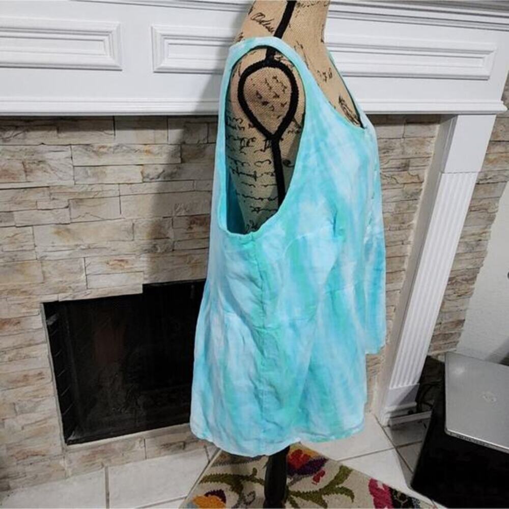 Lane Bryant Classic Henley Scoop-Neck Babydoll peplum tie dye Tank‎ plus size 18 - Picture 3 of 8